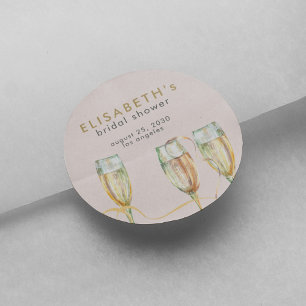 Champagne brunch en bubbels vrijgezellenfeest ronde sticker