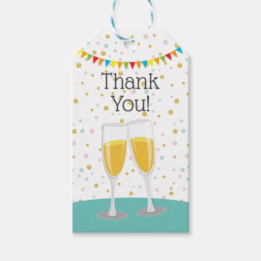 Champagne Brunch en Bubble-cheers jarig Cadeaulabel (Voorkant)