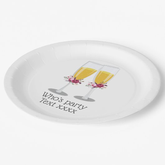 Champagne Brunch en Bubble-cheers jarig Papieren Bordje (Gekanteld)