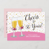 Champagne Brunch en Bubble-cheers jarig Uitnodiging Briefkaart (Voorkant / Achterkant)