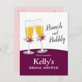 Champagne Brunch en Bubble-cheers jarig Uitnodiging Briefkaart (Voorkant / Achterkant)