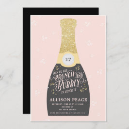 Champagne Brunch en Bubble Shower Invitation Kaart