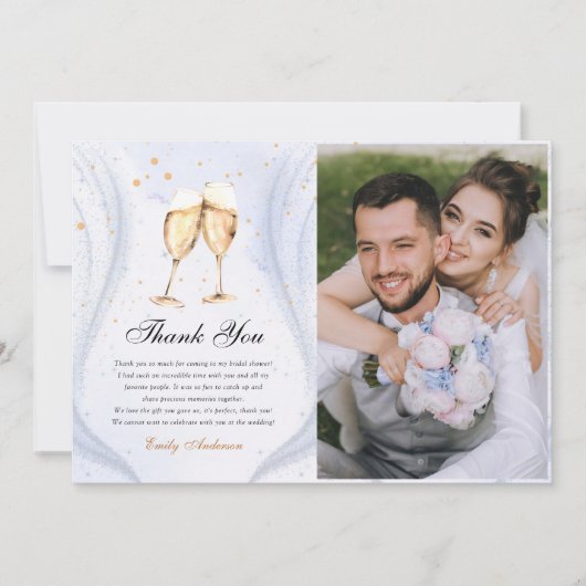 Champagne Brunch en Bubble Vrijgezellenfeest Bedankkaart (Voorkant)