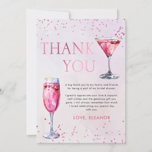 Champagne Brunch en Bubble Vrijgezellenfeest Bedankkaart (Voorkant)