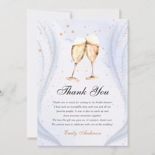 Champagne Brunch en Bubble Vrijgezellenfeest Bedankkaart (Voorkant)