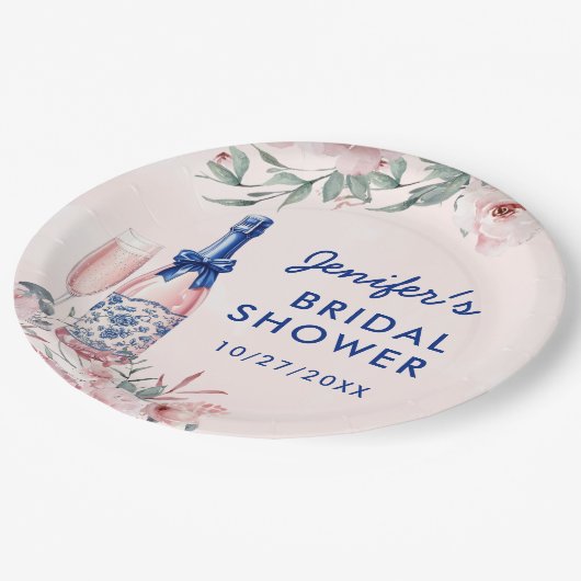 Champagne Brunch en Bubble Vrijgezellenfeest Papieren Bordje (Gekanteld)