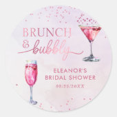 Champagne Brunch en Bubble Vrijgezellenfeest Ronde Sticker (Voorkant)
