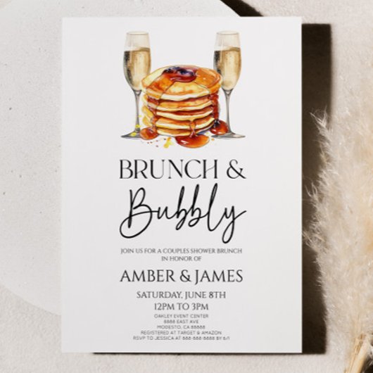 Champagne Brunch en Bubbly Couples Douche Brunch Kaart