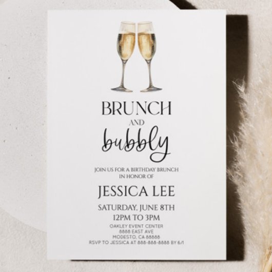 Champagne Brunch en Bubbly Verjaardagsfeest Brunch Kaart