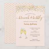 Champagne Brunch en bubbly vrijgezellenfeest Aankondiging (Voorkant / Achterkant)