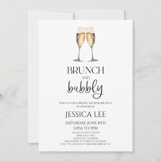 Champagne Brunch en Bubbly Vrijgezellenfeest Brunc Kaart (Voorkant)