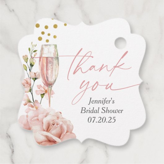 Champagne brunch en bubbly vrijgezellenfeest gunst bedankjes labels (Achterkant)