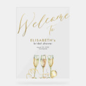 Champagne brunch en bubbly vrijgezellenfeest welko acryl bord (Voorkant)