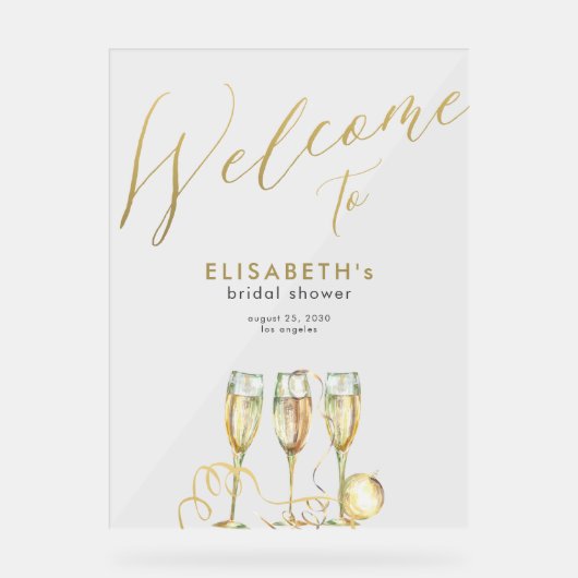 Champagne brunch en bubbly vrijgezellenfeest welko acryl bord (Voorkant)