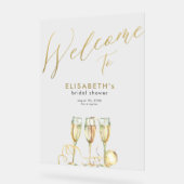 Champagne brunch en bubbly vrijgezellenfeest welko acryl bord (Hoek)