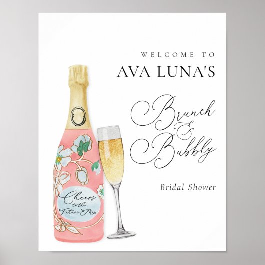 Champagne Brunch en Bubbly Vrijgezellenfeest Welko Poster (Voorkant)