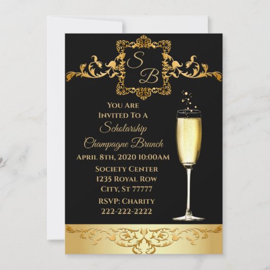Champagne Brunch Scholarship Fundraiser Invitation Kaart (Voorkant)