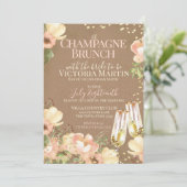 Champagne Brunch Sparkle Floral Vrijgezellenfeest Kaart (Staand voorkant)