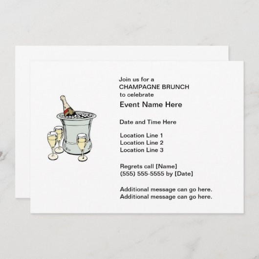 Champagne Brunch Uitnodigingen (Voorkant / Achterkant)