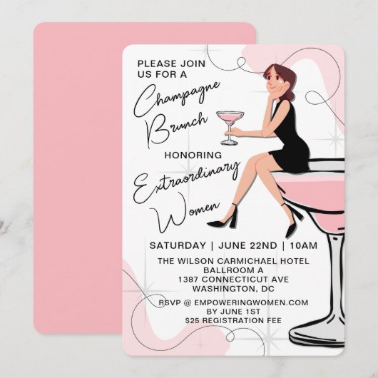 Champagne brunch voor vrouwen uitnodiging (Voorkant / Achterkant)