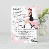 Champagne brunch voor vrouwen uitnodiging (Staand voorkant)