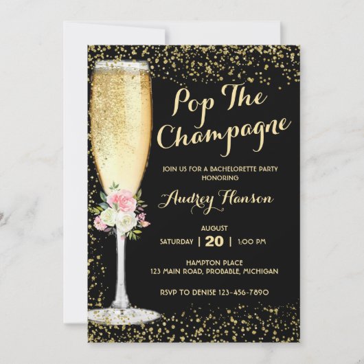 Champagne Brunch vrijgezellenfeest uitnodiging (Voorkant)