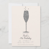 Champagne Bubbelend Zilver Glitter Verjaardagsfees Kaart (Voorkant)