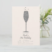 Champagne Bubbelend Zilver Glitter Verjaardagsfees Kaart (Staand voorkant)