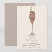 Champagne Bubbelige Chic Roze Gouden Verjaardagsfe Kaart (Voorkant / Achterkant)