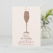 Champagne Bubble Chic Roos Gold Birthday Party Kaart (Staand voorkant)