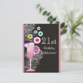 Champagne Bubbles 21st Birthday Party Invitation Kaart (Staand voorkant)