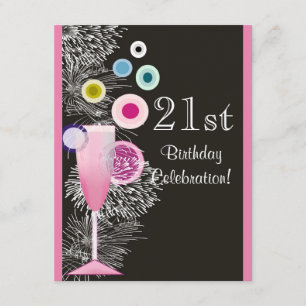 Champagne Bubbles 21st Birthday Party Invitation Kaart