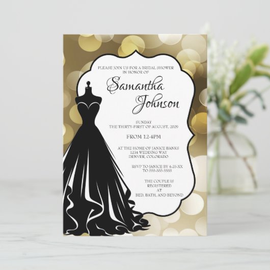 Champagne Bubbles Bruids Douche Uitnodiging (Staand voorkant)