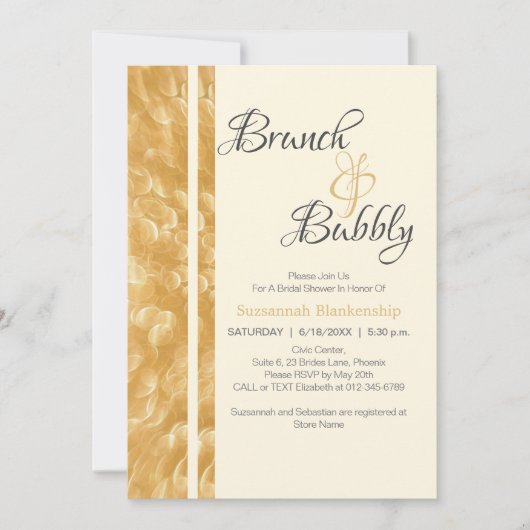 Champagne Bubbles Brunch Bubble Uitnodiging (Voorkant)