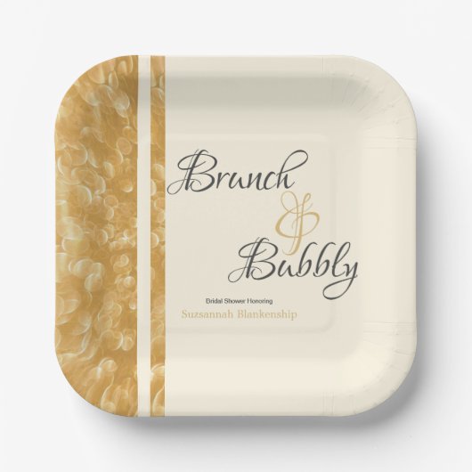 Champagne Bubbles Brunch Bubble Vrijgezellenfeest Papieren Bordje (Voorkant)