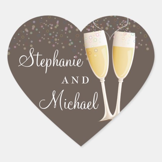 Champagne & Bubbles Celebration Paar Sticker (Voorkant)