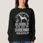 Champagne Bubbles en Doberman Snuggles Canine Dog Trui (Voorkant)