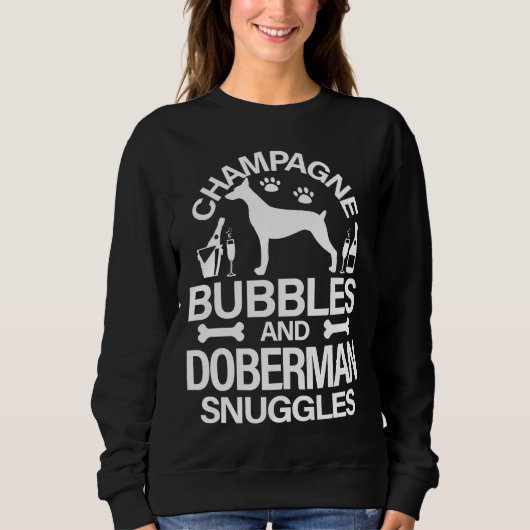 Champagne Bubbles en Doberman Snuggles Canine Dog Trui (Voorkant)