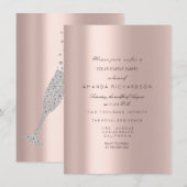 Champagne Bubbles Glas Zilver Grijs Diamant Roze Kaart (Voorkant / Achterkant)