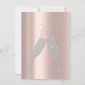 Champagne Bubbles Glas Zilver Grijs Diamant Roze Kaart (Achterkant)