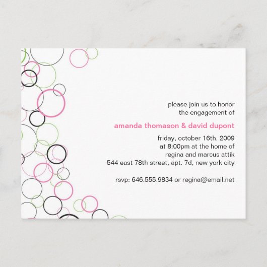 Champagne Bubbles op Black Party Briefkaart (Achterkant)