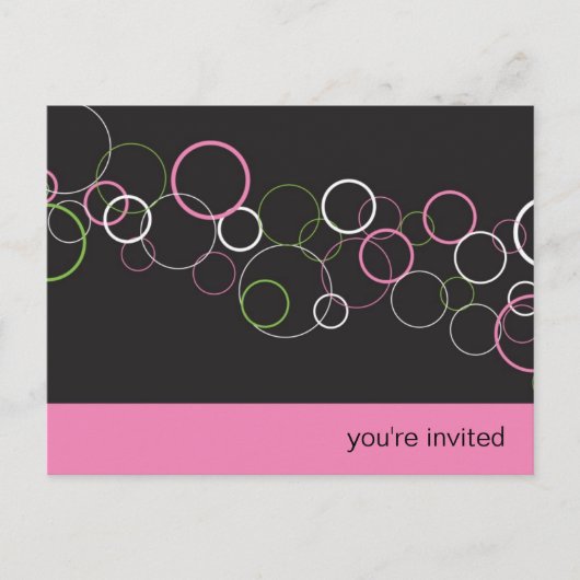 Champagne Bubbles op Black Party Briefkaart (Voorkant)