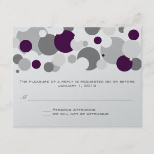 Champagne Bubbles Paars/Silver RSVP Kaartje