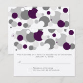 Champagne Bubbles Paars/Silver RSVP Kaartje (Voorkant / Achterkant)