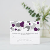 Champagne Bubbles Paars/Silver RSVP Kaartje (Staand voorkant)