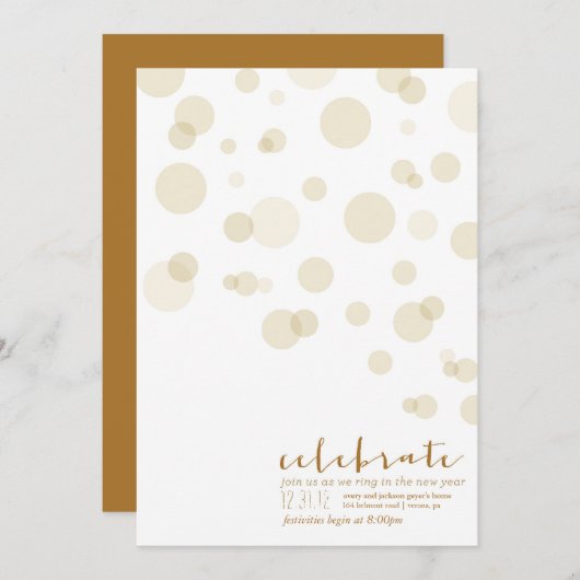 Champagne Bubbles - Uitnodiging van nieuwjaarsfees (Voorkant / Achterkant)