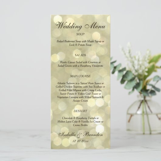 Champagne Bubbles Wedding Menu (Staand voorkant)