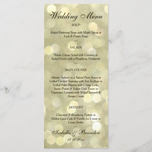 Champagne Bubbles Wedding Menu (Voorkant)