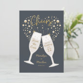 Champagne Bubely Cheers Wedding Save The Date (Staand voorkant)