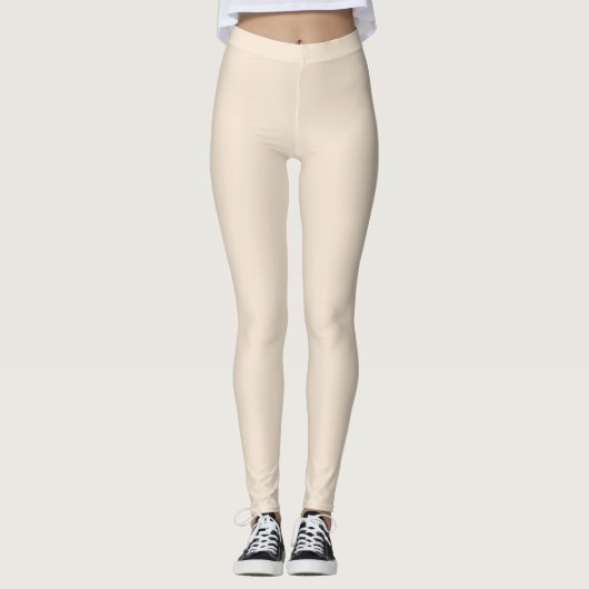 Champagne Buff Off-white Solid Color SW 0045 Leggings (Voorkant)